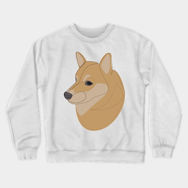 Shiba Inu - one line drawing with colour Crewneck Sweatshirt by addillum